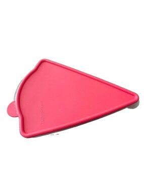 Tupperware Vintage Frosted Single Pie Slice Keeper 10” x 6”w with Red Lid